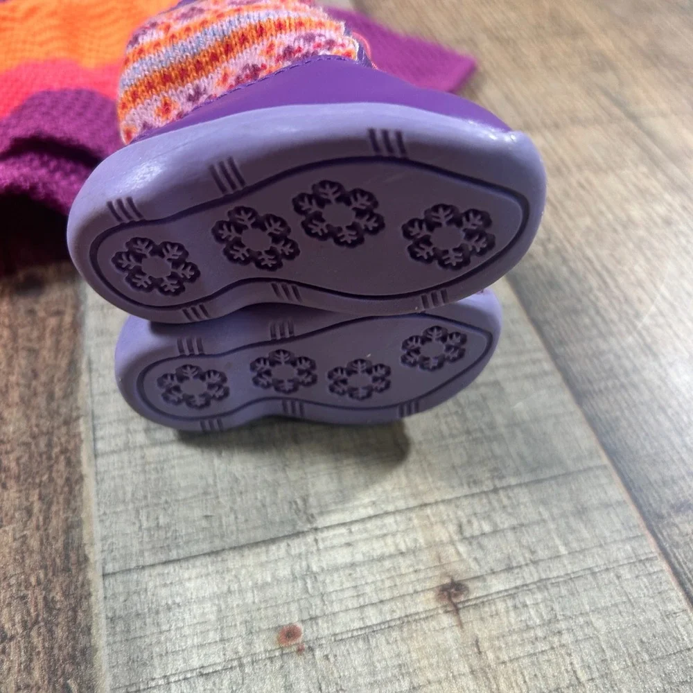 American Girl Doll Warm Winter Purple Orange Striped Sweater Winter Boots Outfit